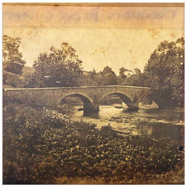 Civil War Magic Lantern Slide -- Showing Burnside's Bridge Over Antietam Creek
